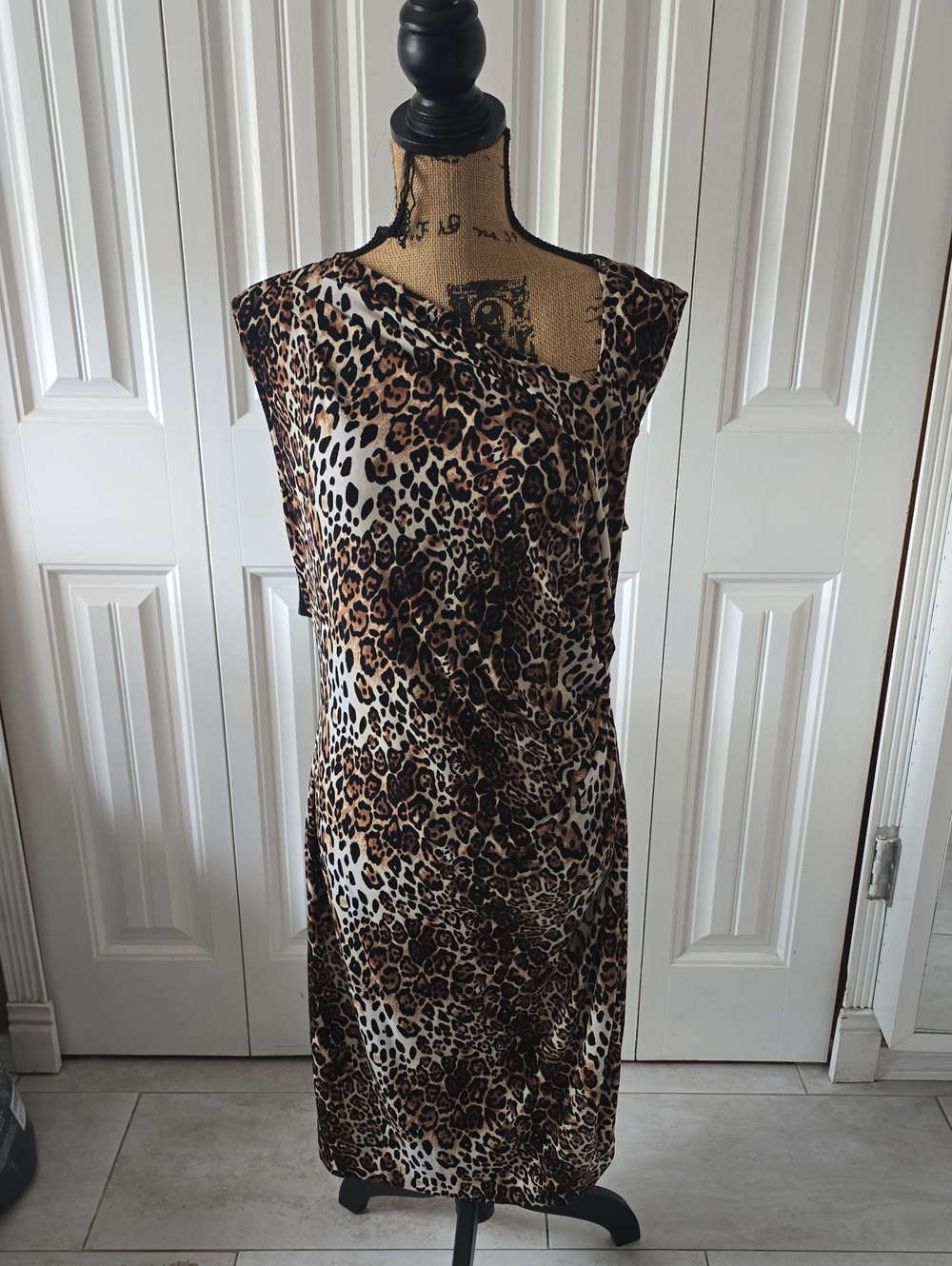 Victoria's Secret Brown and Cream Leopard-Print Sleeveless Midi Dress